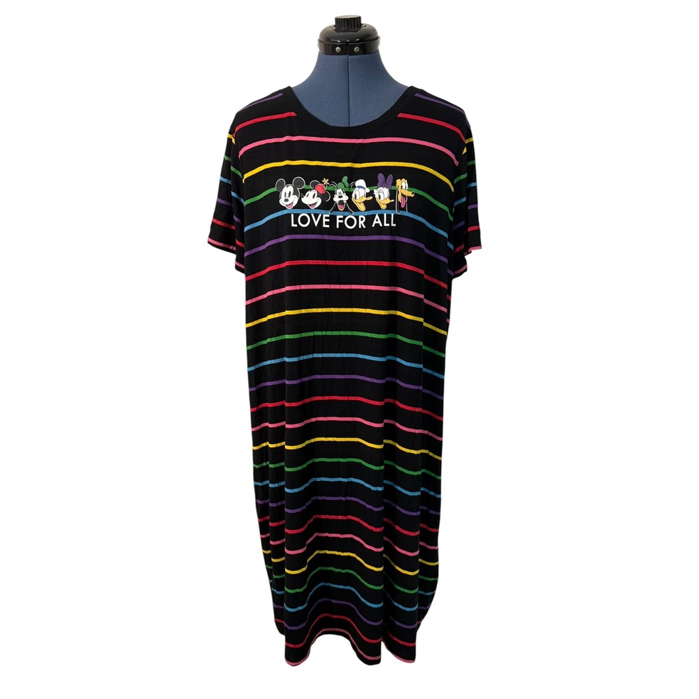 Torrid Disney Pride Love For All Rainbow Stripe Mickey T Shirt Dress Plus Size 1